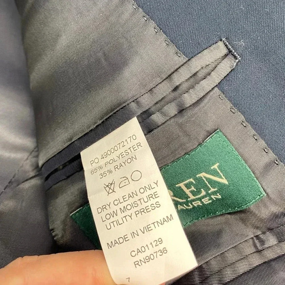 RALPH LAUREN Boys Navy BuTrim Front Blazer Suit Jacket 7 - Picture 6 of 8